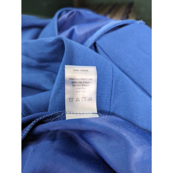 Universal Standard Crewneck Luxe Twill Sheath Dress Navy Peony Size Large 22-24 - Picture 8 of 11